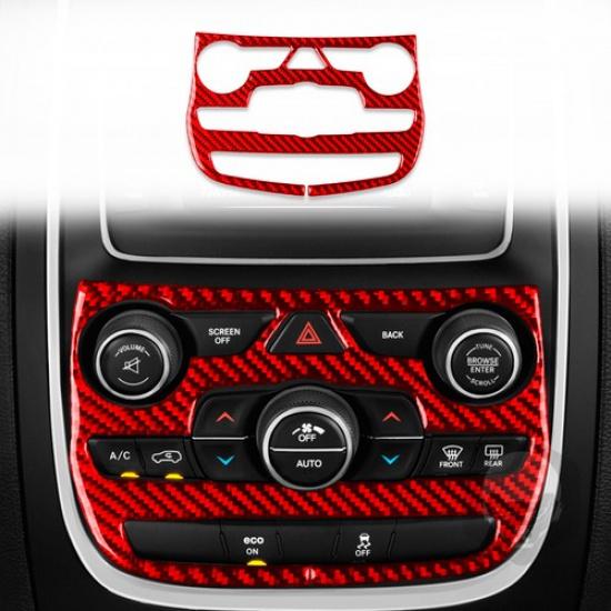 Red Center Console Knob Cover Sticker Carbon Fiber For Dodge Durango 2014-