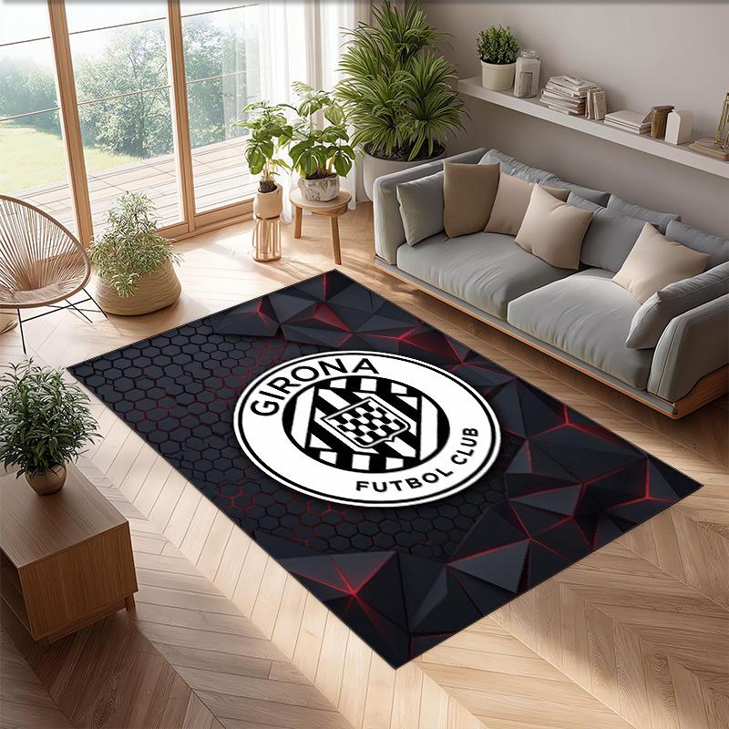 Tappeto Morbido Antiscivolo per Interni con Motivo Calcio Girona FC Tappetino Decorativo Sportivo per Camera da Letto