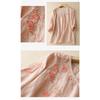 New Summer Style 700-quarter Sleeve Embroidered Shirt for Women's Literary Retro Loose Embroidered Cotton and Linen Top