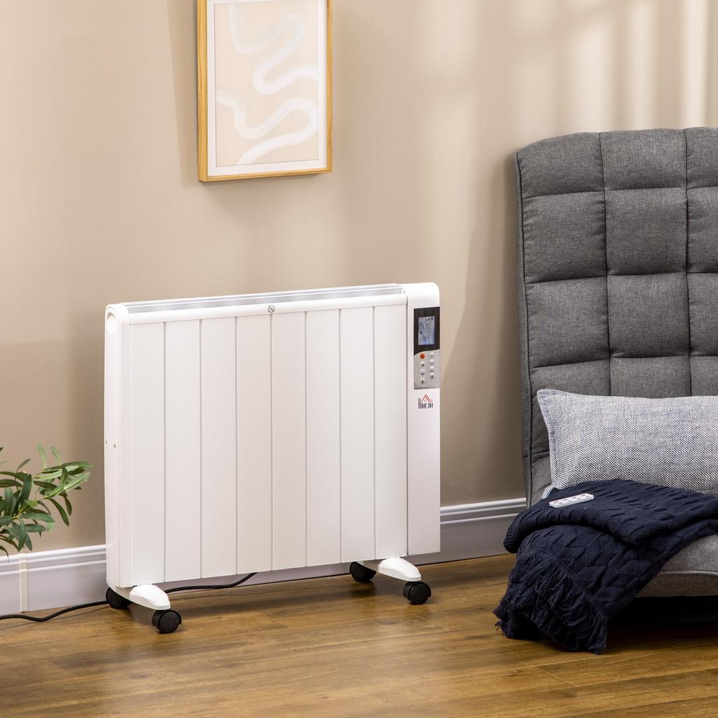 Electric Heater of 1000/2000W with Timer and Heat Settings for Rooms max 15 m², 75x31x66.5 cm, White