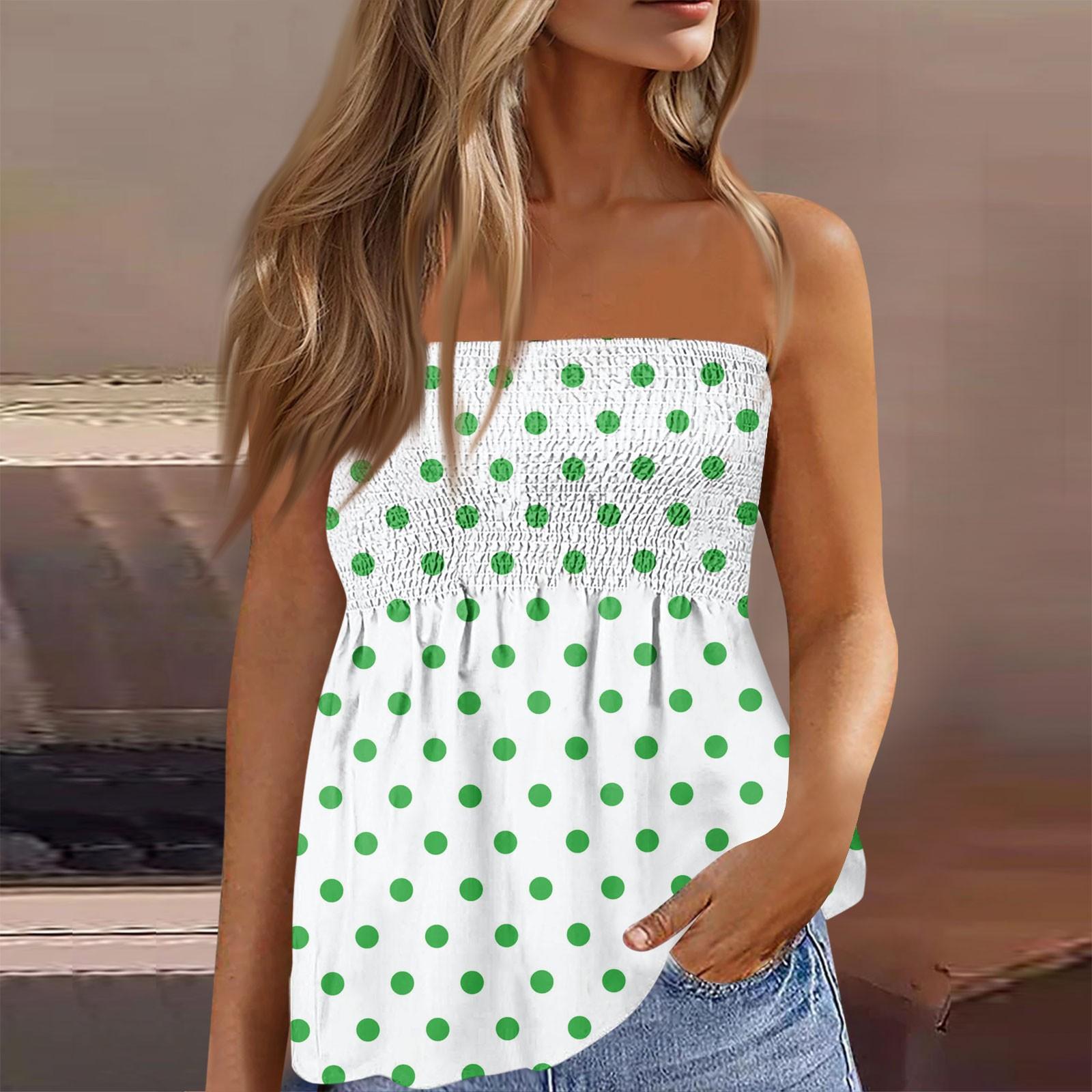 

Womens Tops Dressy Casual Sleeveless Blouse Tube Tops For Women,Cute Sexy Off Shoulder Print Sleeveless T-Shirt M