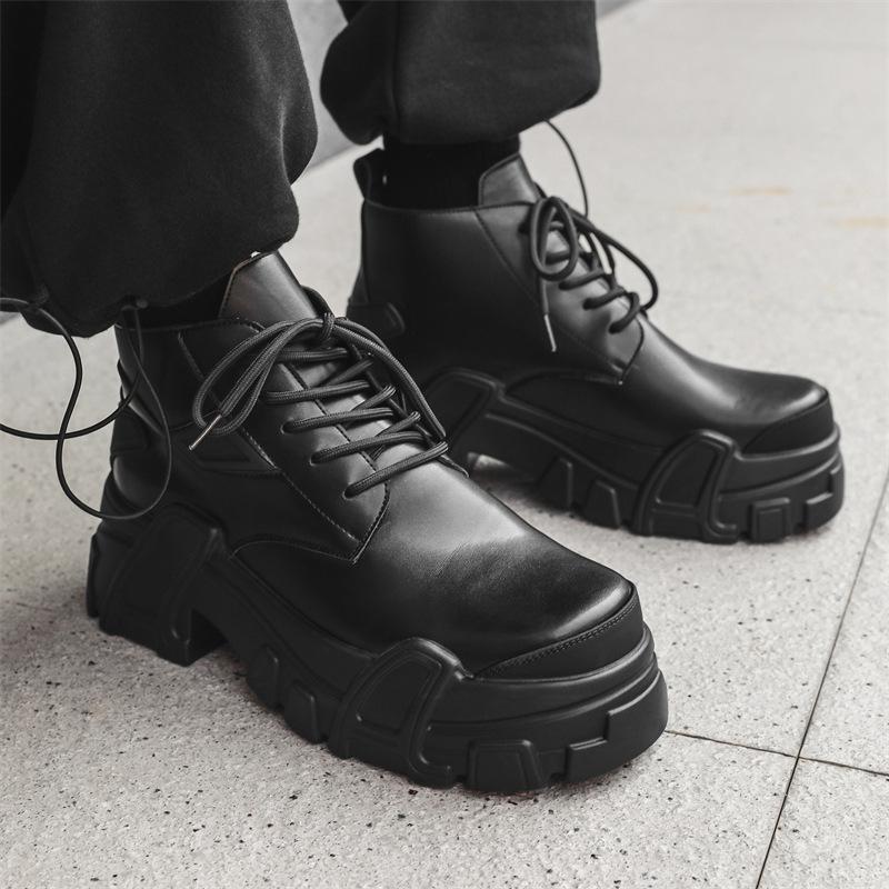 2024 new niche blade derby shoes men's trendy Darth Vader matte platform leather shoes big head locomotive boots 4324-J