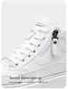 Men's Trendy High-Top Canvas Sneakers - Thick Sole, Zipper, College Style, Youth Casual Shoes