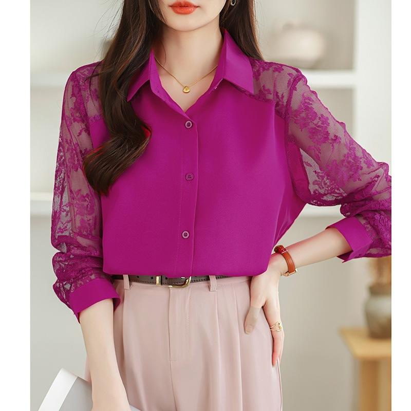 Dámský límec s krajkou, patchwork, perspektivní šifonový top, kardigan