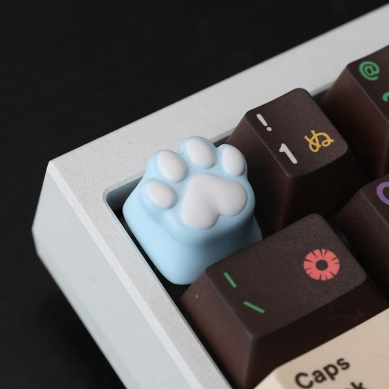 Cute Resin Kitten Claw Print Keycap For Mechanical Keyboards Vibranted Color Wear Resistant PBT Easy Installation