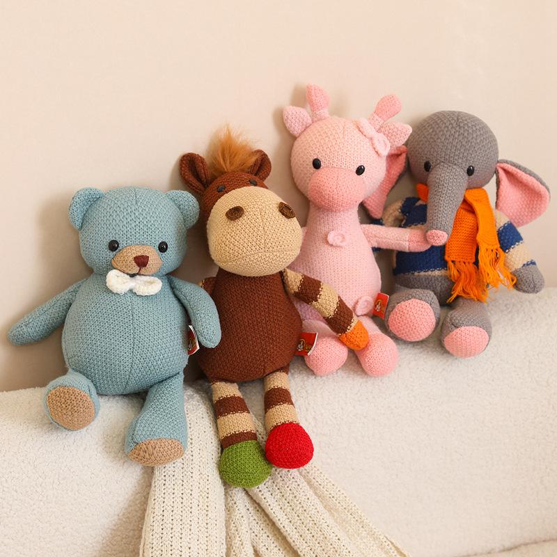 Superior-Grade Cute First-Class Knitted High-Standard Animal High-Standard Plush Play Sets High-Standard Bear Pink Premium-Quality Pig