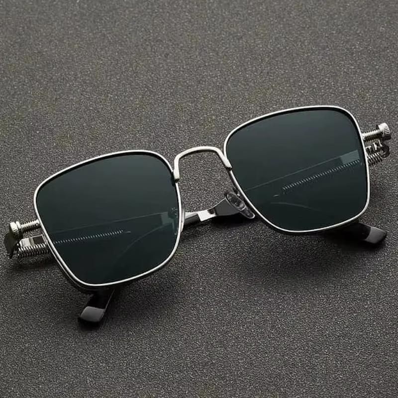 Punk Pilot Sunglasses Men Driving Glasses Retro Leg Driving Outdoor Sports Metal Rectangular Decorative Goggle Women UV400