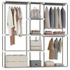 Portable Wardrobe, Open Clothes Wardrobe with 8 Shelves, 3 Hanging Rails, Light Grey