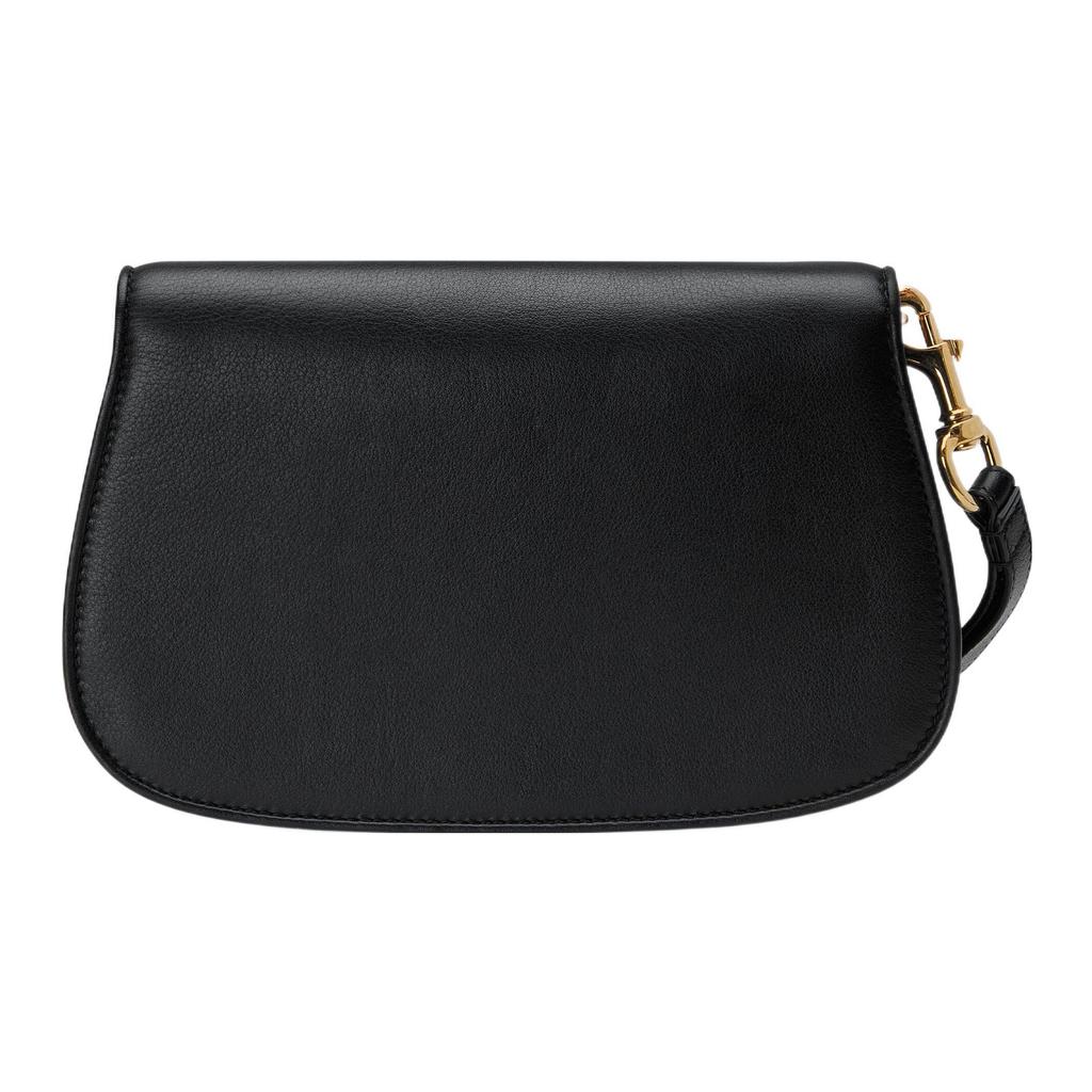Gucci Blondie Metal Double G Logo Detachable Bracelet Gold Tone Accessory Leather Handbag Wristlet Clutch Mini Women handbags Black 698630-UXX0G-1000