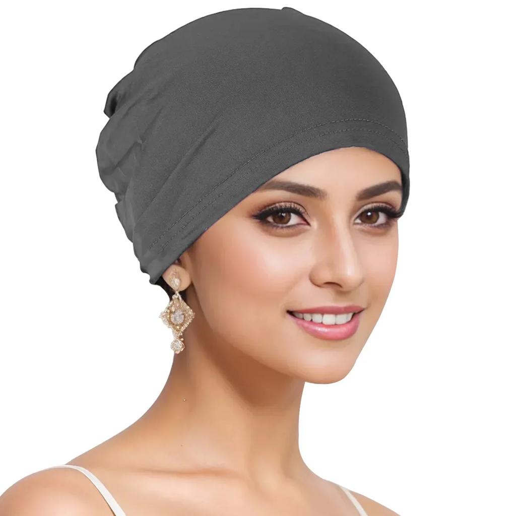 Muslim Turban Cap for Women Monochromatic Pullover Cap Hijab Hat Female Turban Fashion Accessories New