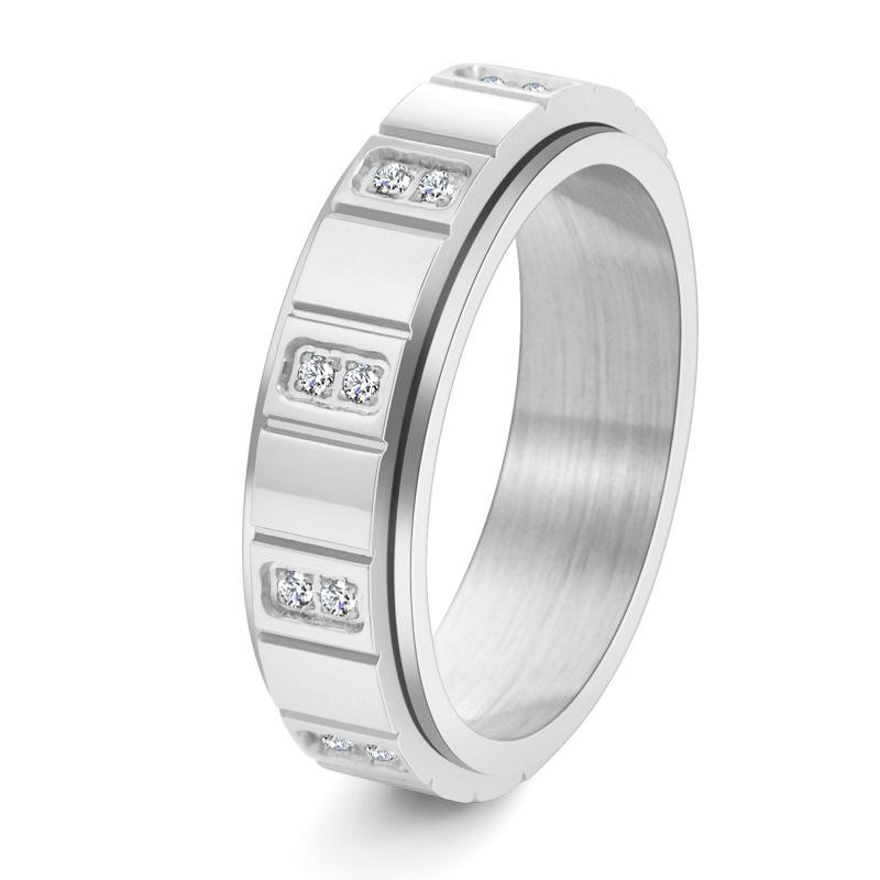 2026 European and American New High-end Rotating Ring Small Square Inlaid Men s and Women s 18K Gold Zircon Wedding Couple Ring no. 5