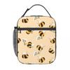 The Pattern Of Bees Picking Flowers Insulated Lunch Bag for Women Kids Portable Food Boxes Thermal Lunch Box Tote