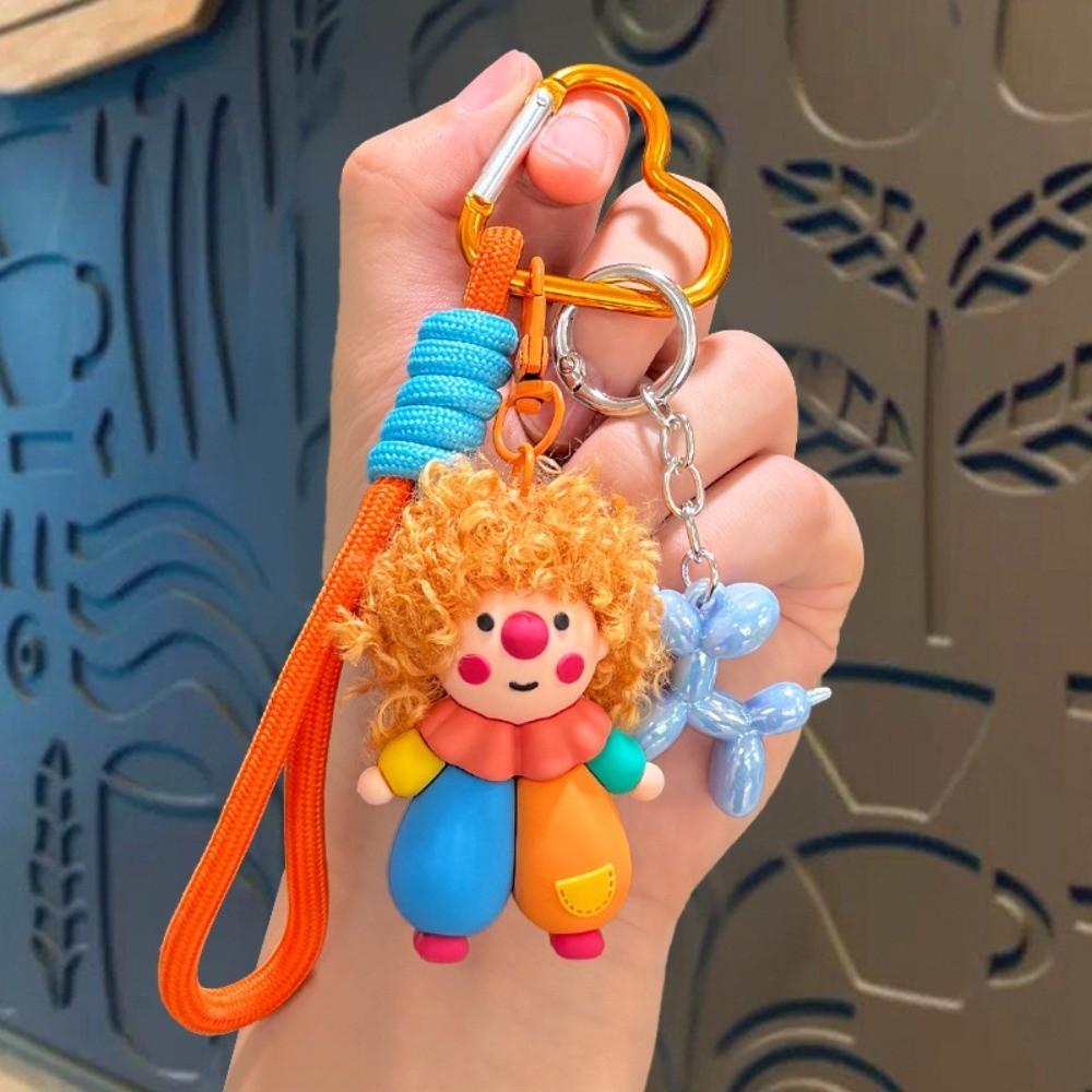 Funny Bag Charm Pendant Creative Curly-haired Doll Key Ring Curly-haired Clown Keychain for Women