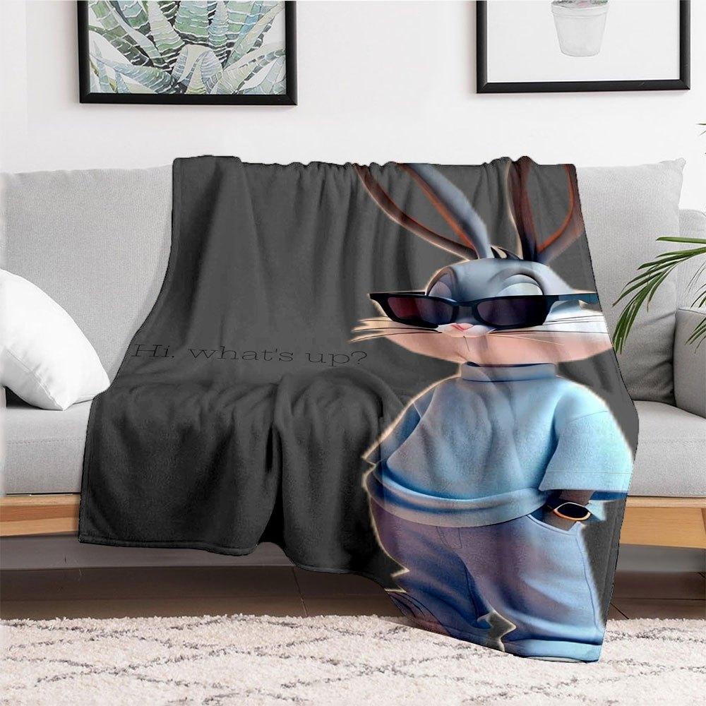 "Chill Vibes: Bugs Bunny's Casual Cool Look"Blanket Flannel Throw Blanket for Sofa, Bed, Travel, Camping, Office