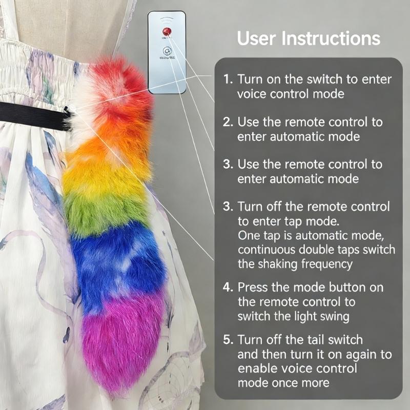 Furry Remote Operated Foxes Tail Accessory Adjustable Moving Costume Tail For Stage Shows And Costume Parties