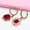 Purple Gold Inlaid Lace Redstone Earrings European Temperament Fashion Rose Gold Plated Earrings