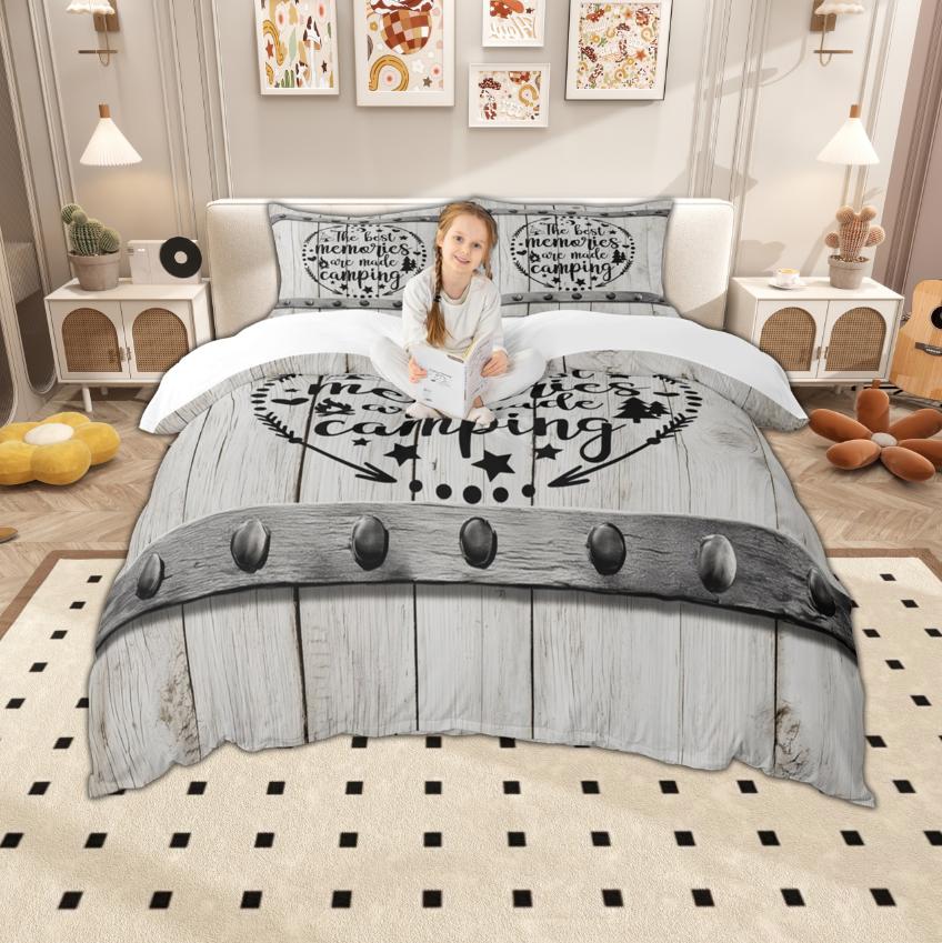 

Homewish Life Is Better At The Beach Duvet Cover Set 2Pcs/3Pcs, Rustic Old Barn Door Bedding Set, Farmhousee Lodge Cabin Bed Set DE XS 100x135cm 2pcs&set