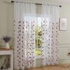 Rod Pocket Design Semi Sheer Curtain Easy Installation Wheat Embroidered Voile Drape Light Filtering for Home Decors