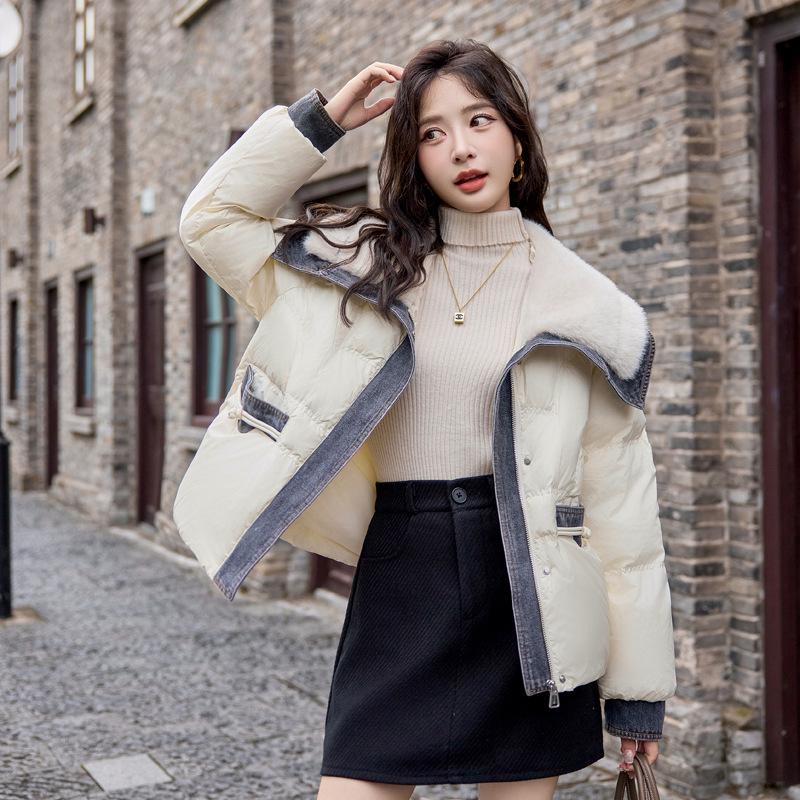 

Women s Winter Loose Fit Down Jacket with Turn-Down Collar - Korean Style, 90% White Duck Down, Model Y24069 M (115-130 jin)