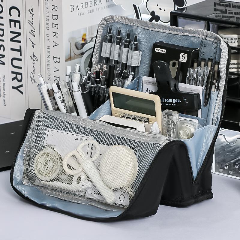 

High Looking Large Capacity Pencil Case Simple Stationery Box Student Stationery Bag Storage Bag Office Stationery Supplies чорний