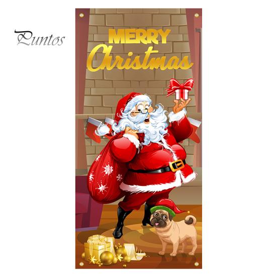 Creative Dog Xmas Tree Gift Background Decor Christmas Door Curtain Banner Outdoor Photo Christmas Hanging Cloth Hanging Blanket