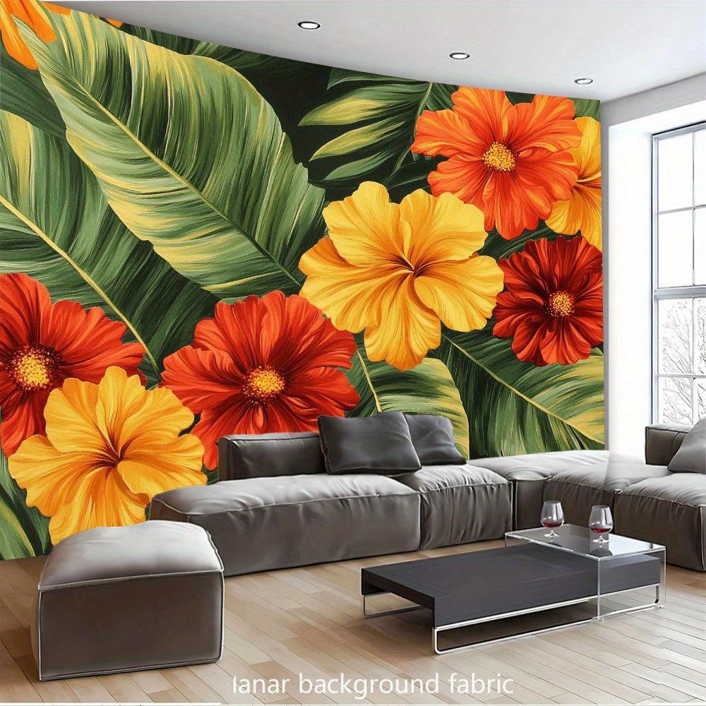 Tropical Flower Wall Tapestry Hibiscus Leaves Living Room Decor Sofa Background Fabric Large Mural Home Interior Design Boho