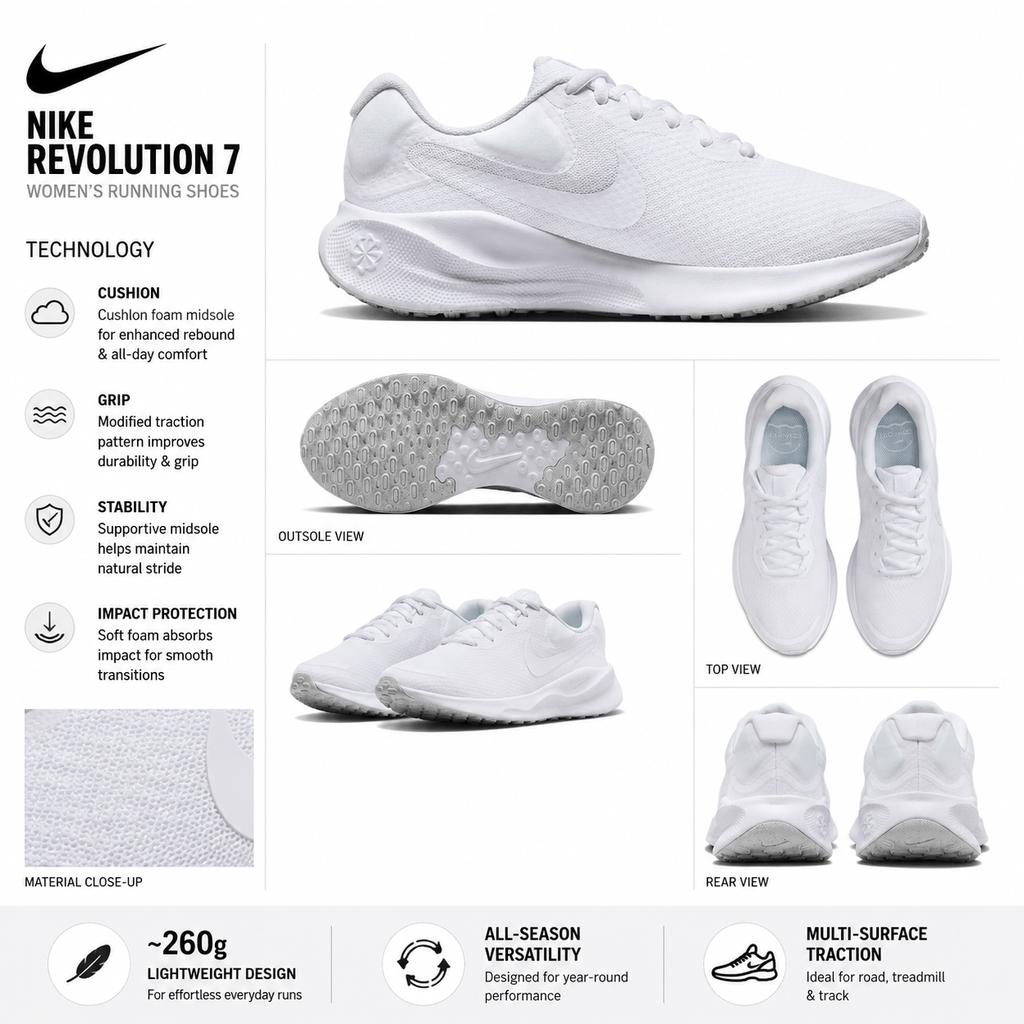 Nike Revolution 7 Bílé Světle Modré Dámské Tenisky FB2208-100