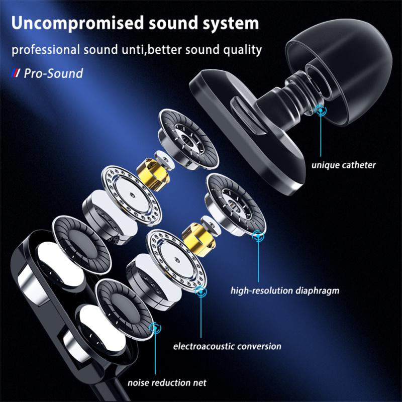 Dual Drivers Wired Headset Quad-core Dynamic Hi-fi Headphones Super Base Line Control With Mic