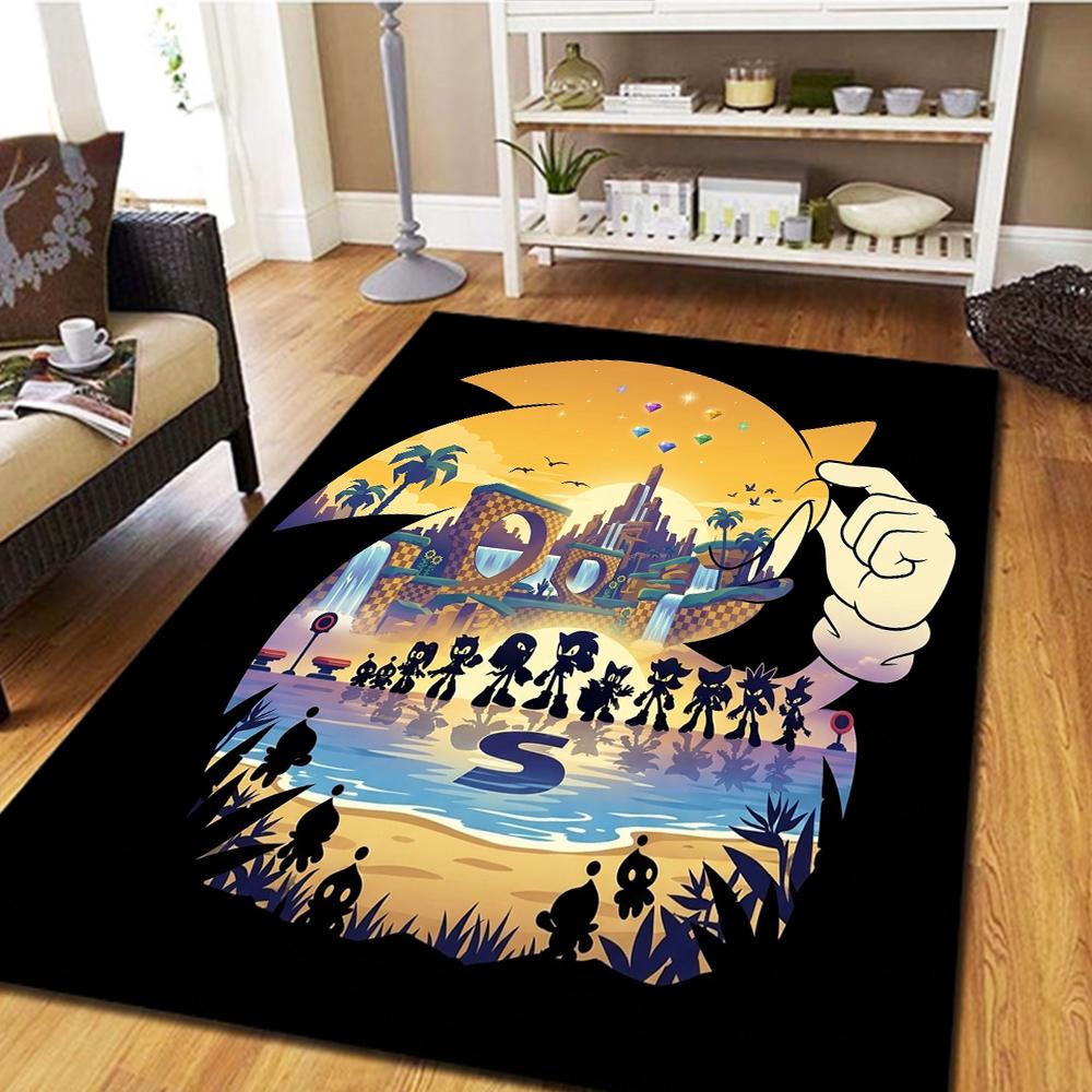 Sonic the Hedgehog Living Room Carpet & Bedroom Mat, Home Decor Cool Movie Play Floor Mat -HE52