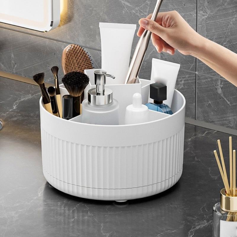 360° Rotating Cosmetic Brush Holder Organizer Multi Tiered Storage Container For Makeup Tools Vanity Accessories