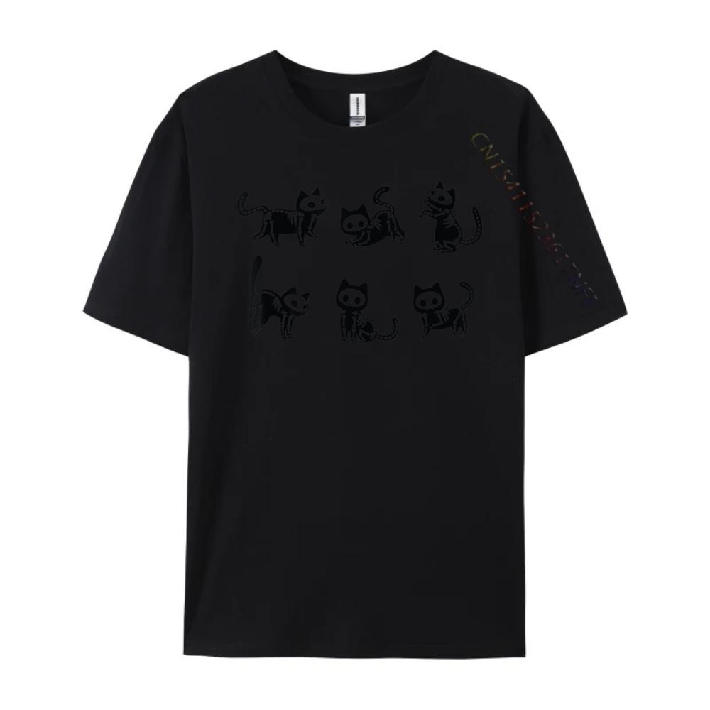 Cat Skeleton Grey Shirt Graphic Tee Camiseta T Shirt for Men National Flag Day Shirts Graphic Tee Cotton Tshirt Men Tops  Tees