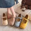 Retro square head shallow mouth single shoes women's spring new French suede gentle fairy soft flat Mary Jane shoes