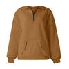 Women's Casual Fashion Long Sleeve Solid Color Zip Pocket Sweatshirt Top