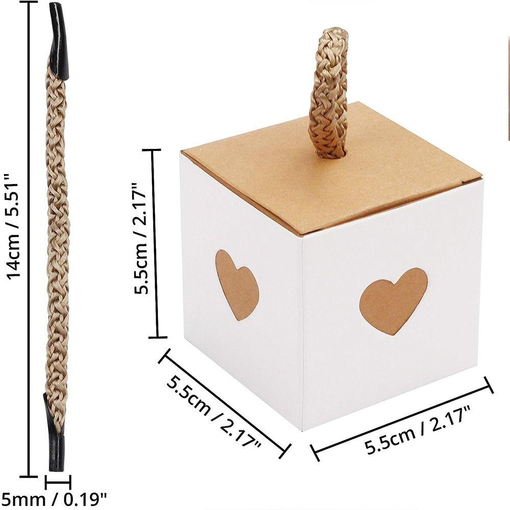 10pcs White & Brown Heart Wedding Favor Box Mini Gift Packaging Boxes  Baby Shower