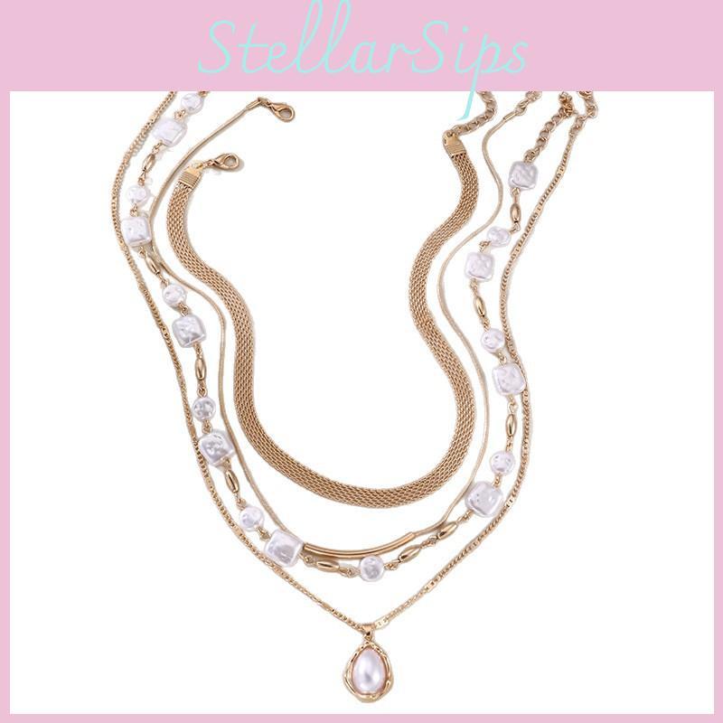 Geometric Pendant Necklace For Women With Alloy Chain Summer Jewelry Set