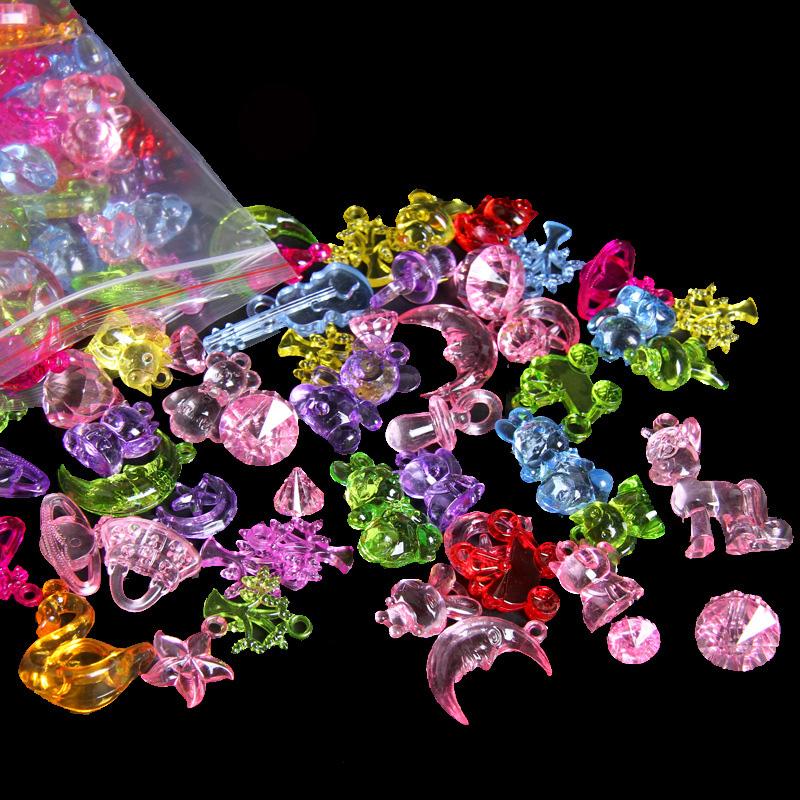Children's Imitation Crystal Gemstone Toy Diamond Acrylic Creative DIY Beads with Crystal Rope for Kids Girls Gift