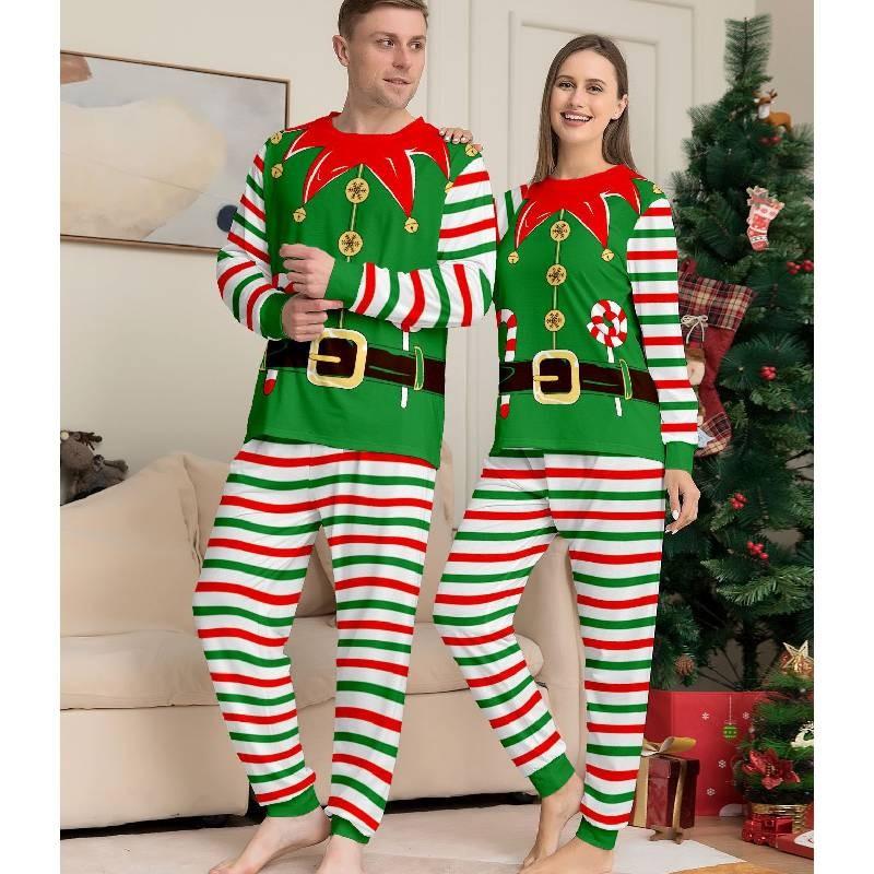 Pijama Conjunto Elfo de Natal Família Combinando Crianças Roupa de Dormir de Natal Roupas Moda