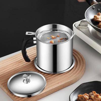 Stainless Steel Oil Strainer Pot Container Jug Storage Can Filter Cooking Kitchen Tools