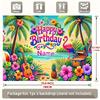 2D Customizable Name Tropical Flamingo Birthday Backdrop Beach Palm Tree Background Banner for Kids Party
