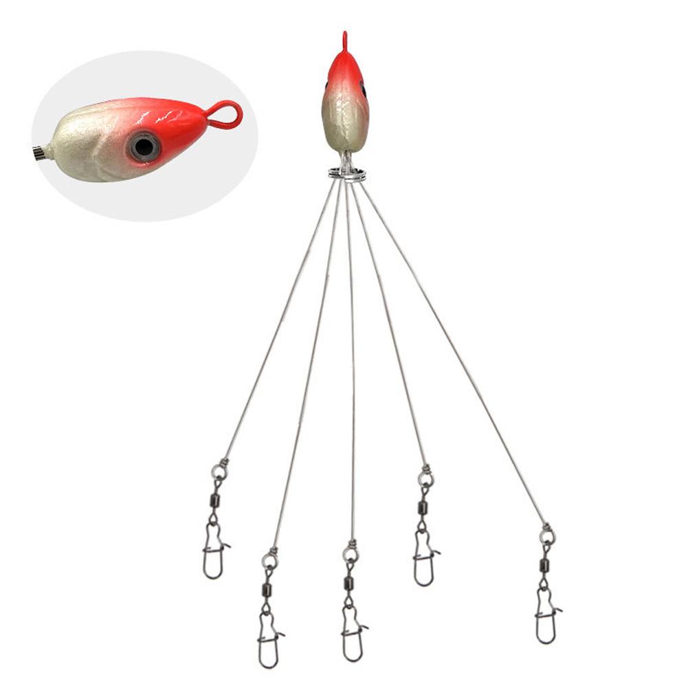 5 Arms Alabama Umbrella Rig Fishing Kit with Barrel Swivels for Saltwater Stripers Bass Fishing Lure Swim Bait Accessory