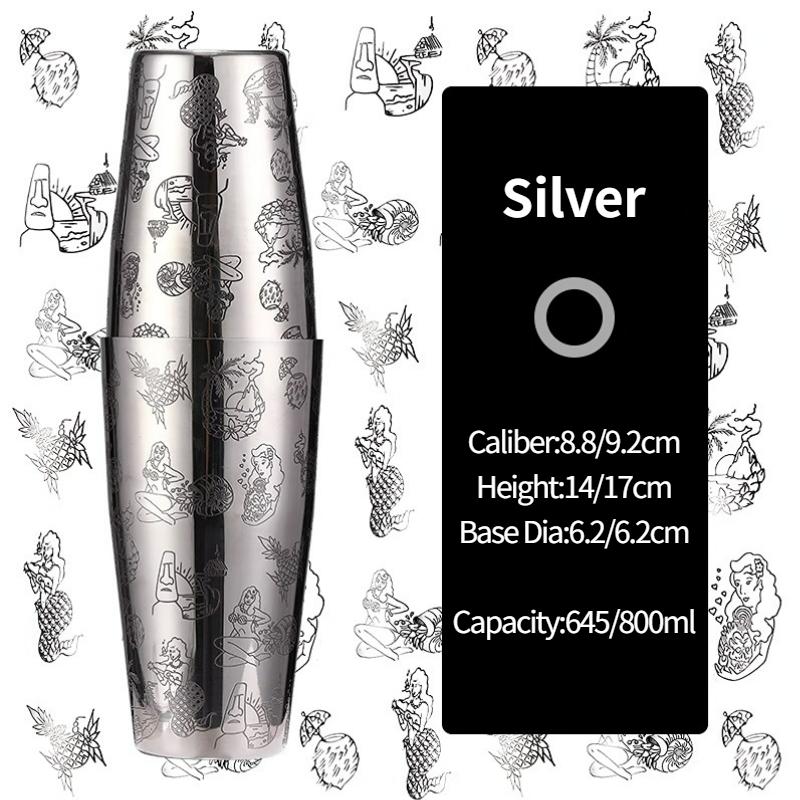 Bar Cocktail Shaker Boston Shaker Stainless Steel Engraving Shaker Bar Accessory Bartender Tools For Home And Bar