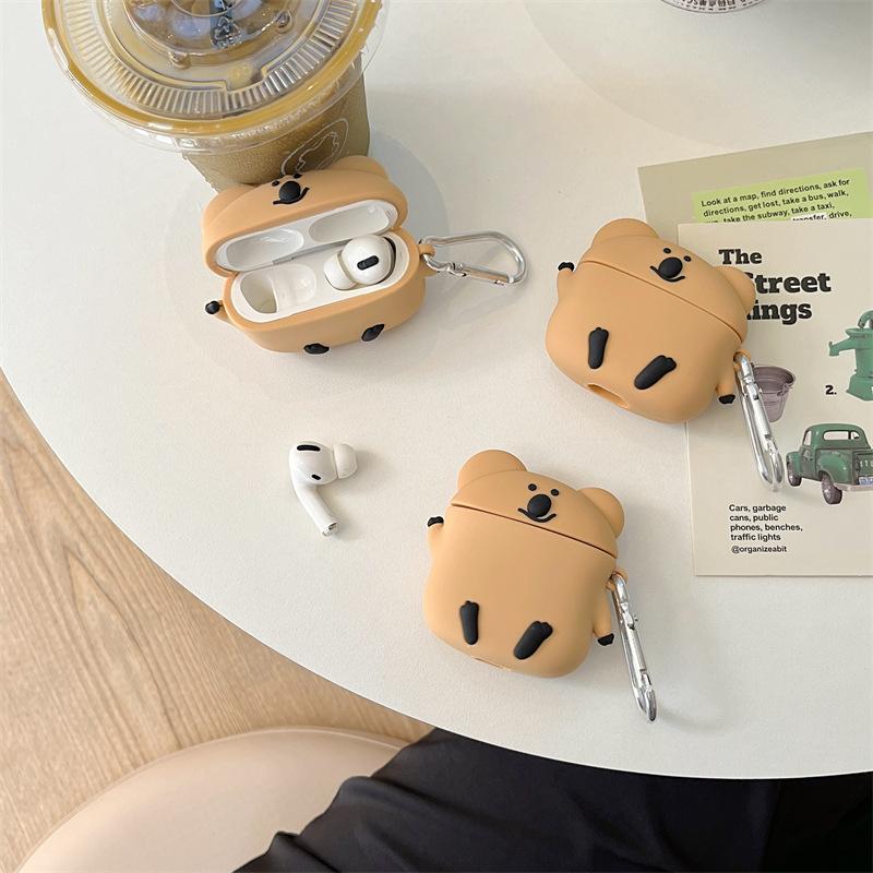 Cute persimmon bear for airpods 4th generation pro2nd generation apple bluetooth wireless headset cover 1/2/3 generation cartoon