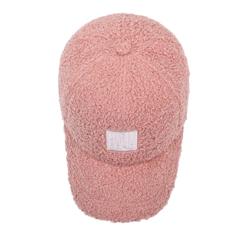 Women Embroidered Letter Hat Lamb Wool Autumn Winter Baseball Cap