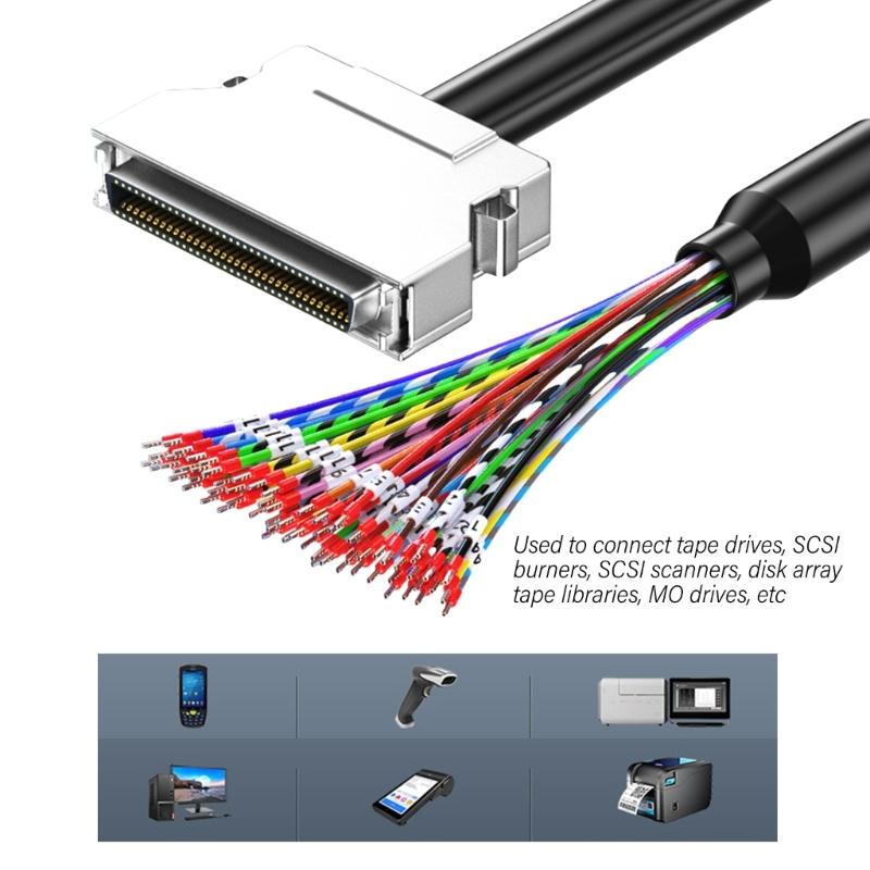 SCSI Data Cable with Terminal Push-up Lock, 28AWG Wire Single Head CN14P CN20P CN26P CN36P CN50P CN68P 6 Length Option