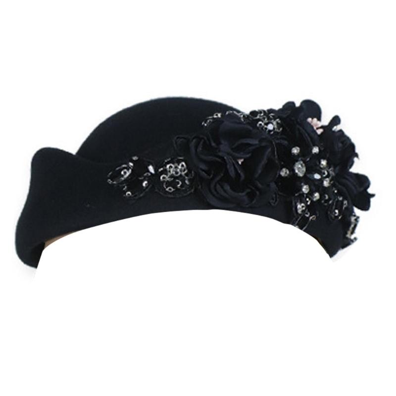 British Jeweled Style Embroidered Beret Hat For Women Adjustable Head Size Lightweight 11 Colors Available
