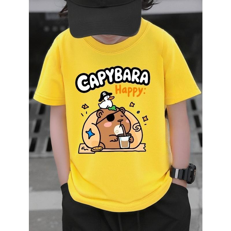 Europäische Größen Jungen T-Shirt Druck Design Kunst, Ideal für Outdoor-Aktivitäten, Weiches Gestricktes Oberteil, Bequem Und Atmungsaktiv, Geeignet für den Sommer
