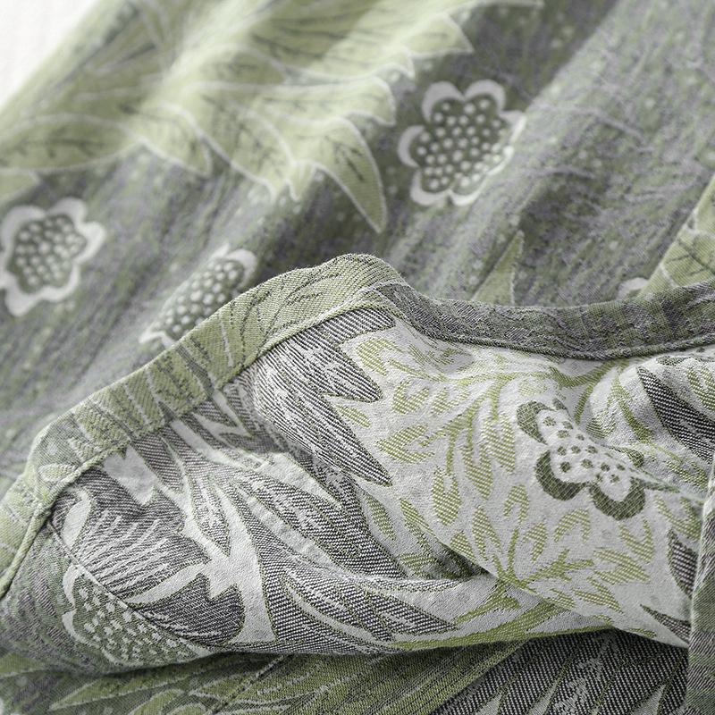 Women's Retro Pure Cotton Kimono Bathrobe Pajamas - Japanese Gauze Jacquard Sauna Homewear