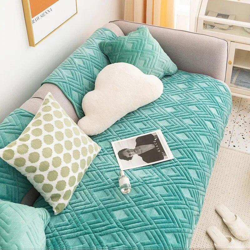 

Короткие плюшевые чехлы для дивана, полотенце в шахматной форме, чехол для дивана для гостиной, 1/2/3-местный, зимнее украшение для дома, чехол для дивана 70x70cm 1pcs