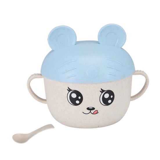 Bol d'alimentation 2 pièces/ensemble 450ML, support de téléphone intelligent, conception Anti-chute, matériau de qualité alimentaire, bol de paille à manger pour bébé pour la maternelle