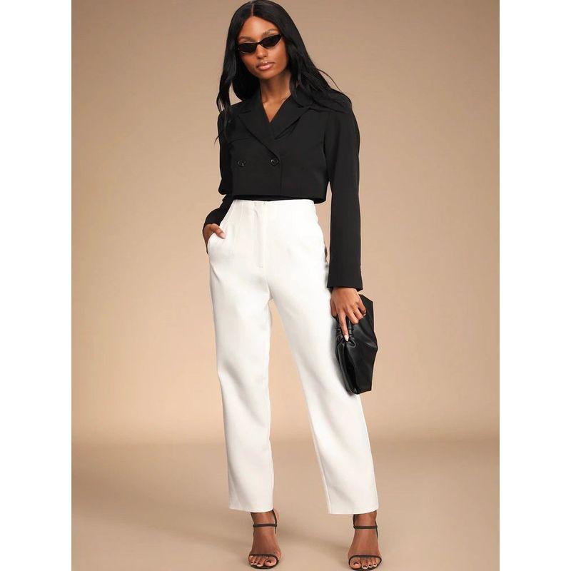 Foreign Trade Order Lu High-Quality Texture High Waist Belly Holding Heavy Drape Hip-Type Show Small Wide-Leg Pants Commuter Suit Pants